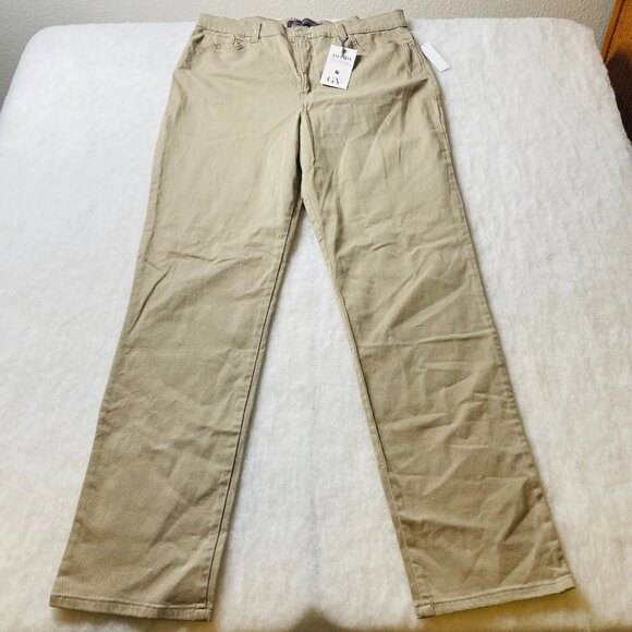 NWT Gloria Vanderbilt Womens Khaki High Rise Amanda Slimming Jeans Size 16L - Picture 1 of 11